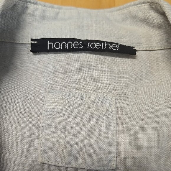 Hannes Roether Henly Shirt 100% Linen Women's Size Small Light Gray Collared - Picture 6 of 8